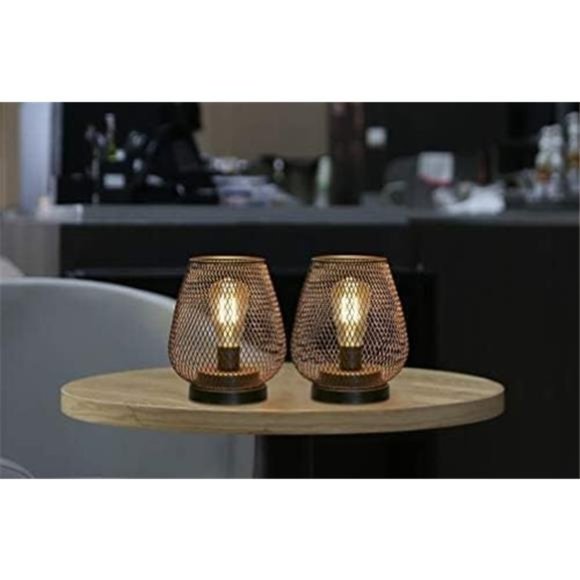 Set of 2 Metal Cage LED Lantern Battery Powered Cordless Accent Light with LED - Picture 3 of 6